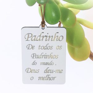 Placa Padrinho Branca personalizada