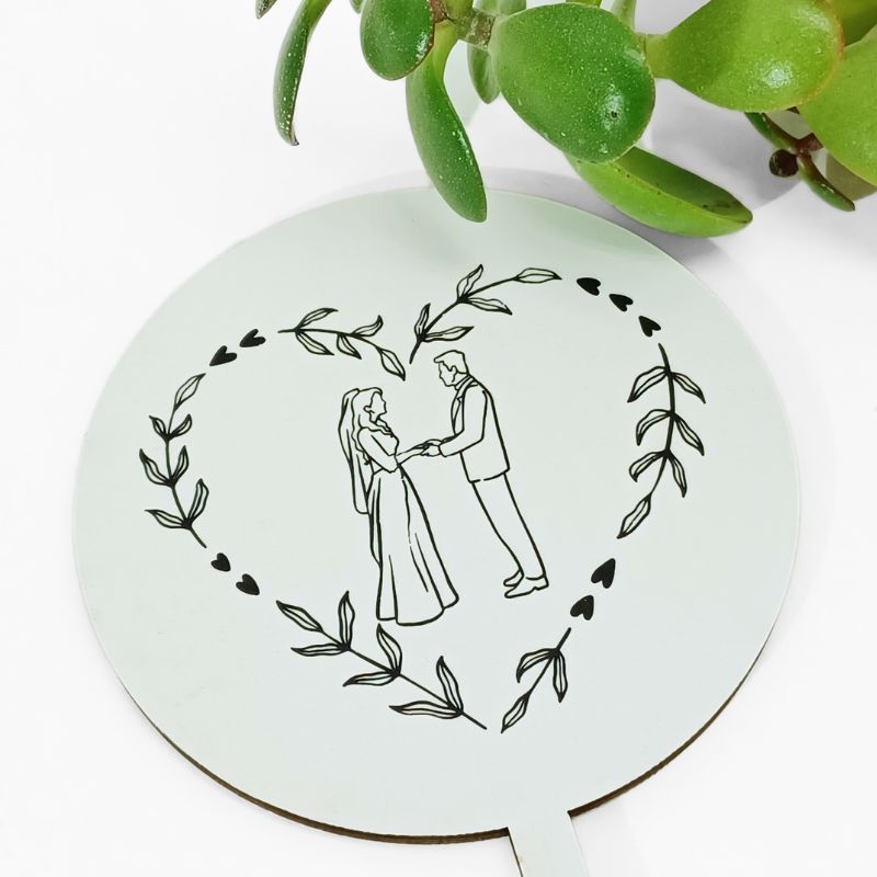 Topo de bolo Casamento minimalista